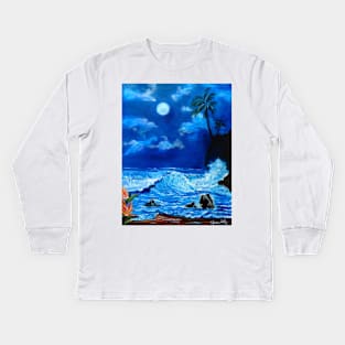 Tropical Moonlight Kids Long Sleeve T-Shirt